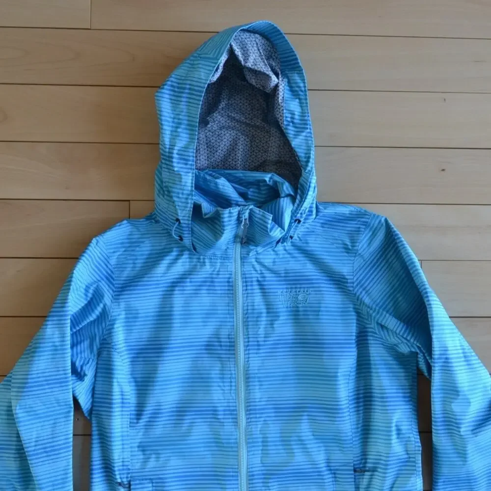 Mountain Hardware Rain Windbreaker Shell Jacket Striped Blue Size Medium